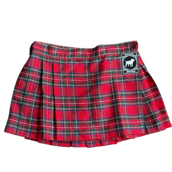 MAD DOGS Red Plaid Pleated Mini Skirt Women's L Casual - Picture 1 of 4